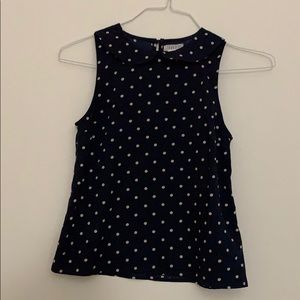 Blue and white polka dot tank top